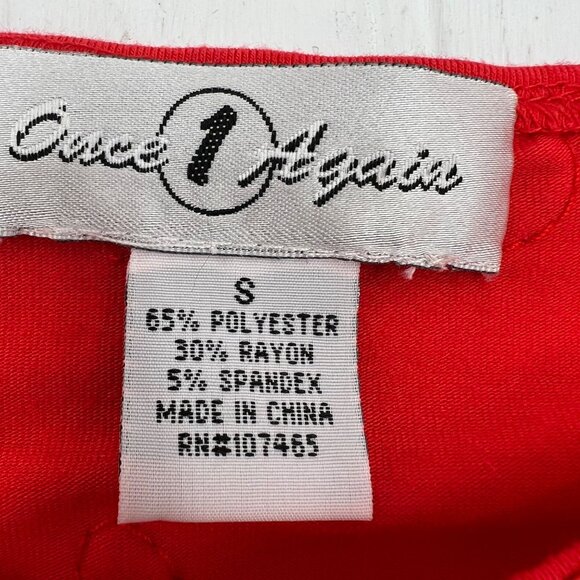 Once 1 Again Vintage Women's size Small Top embroidered beaded Red 3/4 sleeves - Picture 3 of 7